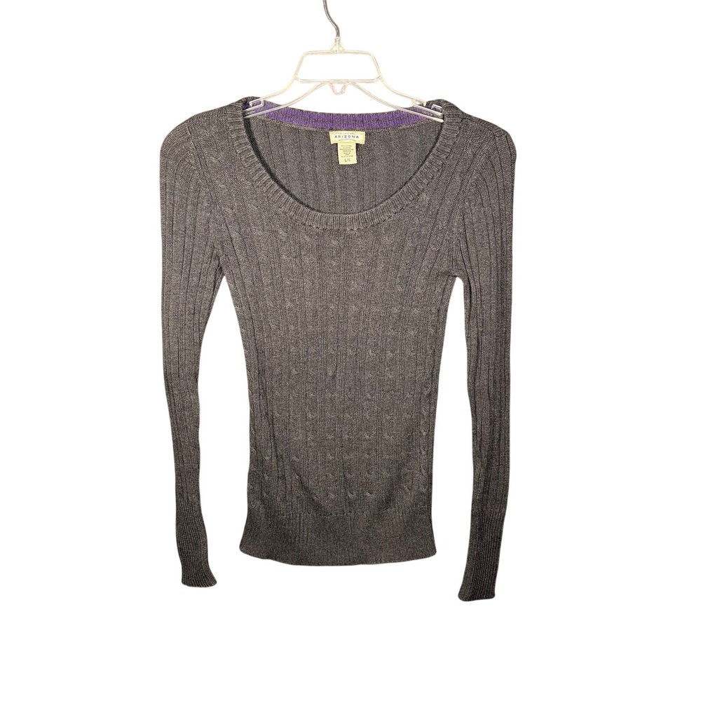 Y2K Cable Knit Scoop Neck Sweater Long Sleeve Ribbed L Bella Swan Long